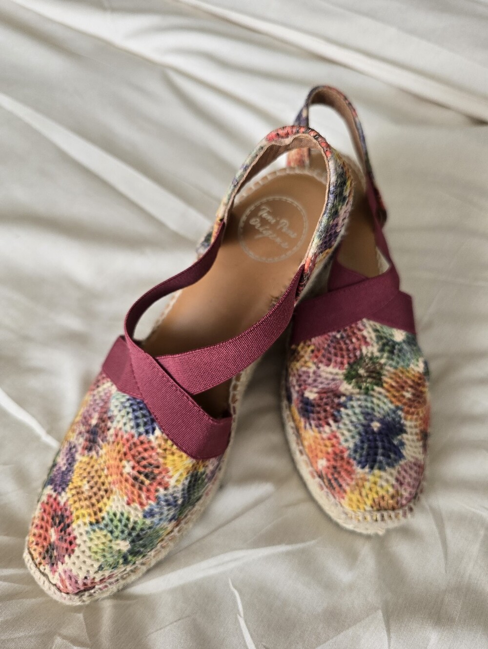 TONI PONS Multicolor Woven Floral Espadrille Wedge Sandals 7.5-8 (EU 38) - EUC